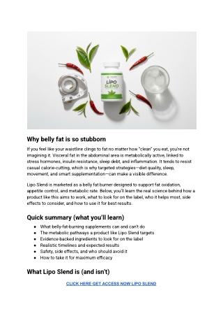 Lipo Slend Review 2025: Does This Belly Fat Burner Work?