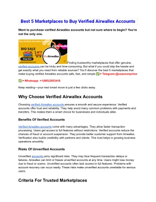 Best 5 Marketplaces to Buy Verified Airwallex Accounts