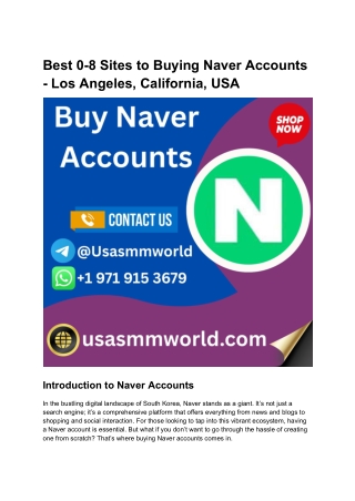 Best 0-8 Sites to Buying Naver Accounts - Los Angeles, California, USA (1)
