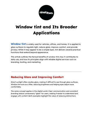 Window Tint Benefits for Clarity and Protection