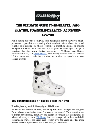 The Ultimate Guide to FR-Skates, Jam-Skating, Powerslide Skates, and Speed-Skate