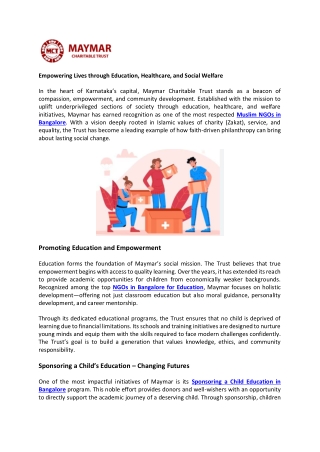 Empowering Lives through Education-Maymar Charitable trust