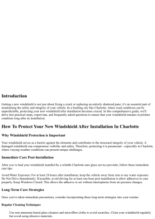 How To Protect Your New Windshield After Installation In Charlotte