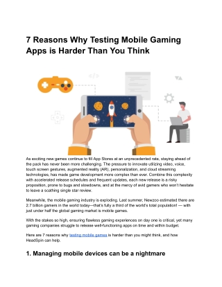 7 Reasons Why Testing Mobile Gaming Apps is Harder Than You Think