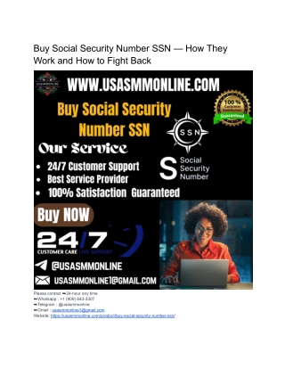 Buy Social Security Number SSN - How They Work and How to Fight Back