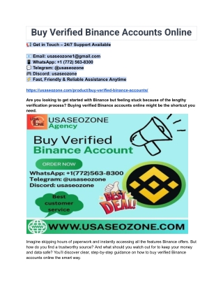 Learn How To [Buy] (Verified Binance Accounts)