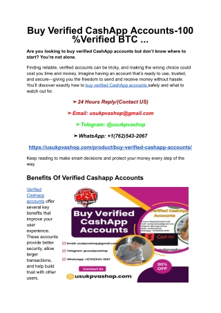 Buy Verified CashApp Accounts-100 %Verified BTC