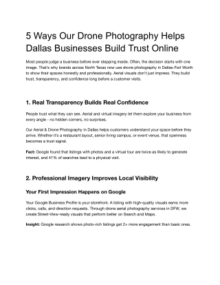 5 Ways Our Drone Photography Helps Dallas Businesses Build Trust Online