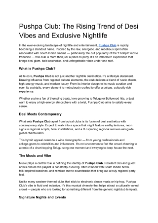 Pushpa Club_ The Rising Trend of Desi Vibes and Exclusive Nightlife