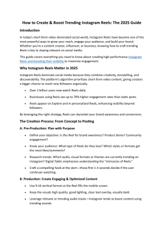 An Extensive Guide to Creating and Boosting Trending Instagram Reels