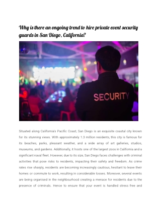 Why is there an ongoing trend to hire private event security guards in San Diego, California