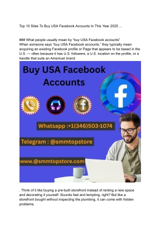 Top 10 Sites To Buy USA Facebook Accounts In This Year 2025