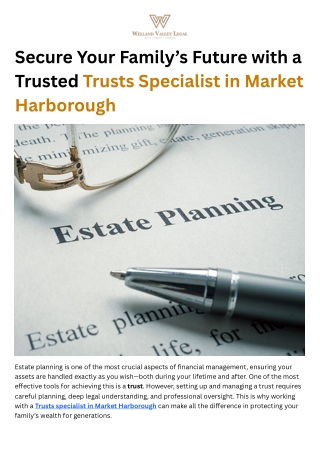 Secure Your Family’s Future with a Trusted Trusts Specialist in Market Harborough