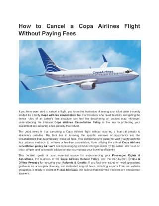 How to Cancel a Copa Airlines Flight Without Paying Fees