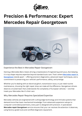 Precision & Performance Expert Mercedes Repair Georgetown