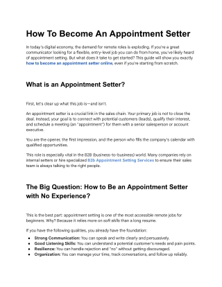 How To Become An Appointment Setter