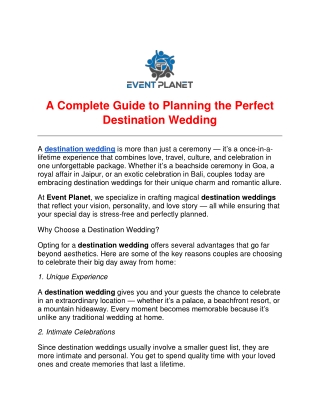 A Complete Guide to Planning the Perfect Destination Wedding