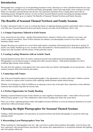The Benefits of Seasonal Themed Newborn and Family Sessions