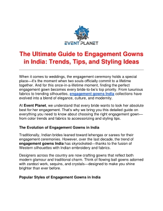 The Ultimate Guide to Engagement Gowns in India Trends, Tips, and Styling Ideas