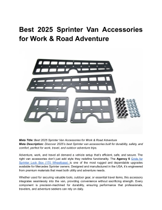 BLOG 4 _ Month 5 _ Best 2025 Sprinter Van Accessories for Work & Road Adventure
