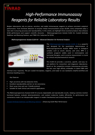 High-Performance Immunoassay Reagents for Reliable Laboratory Results
