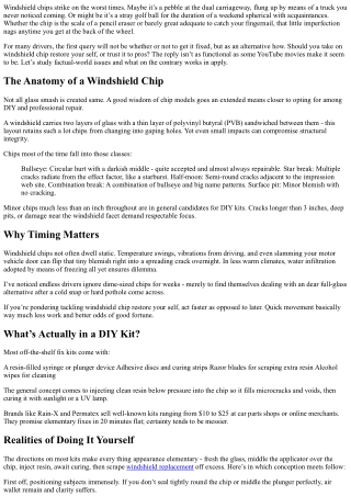 DIY Windshield Chip Repair: Is It Worth It?