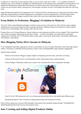 Turning Blog Influence into a Business in Malaysia