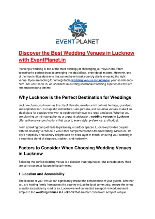 Discover the Best Wedding Venues in Lucknow with EventPlanet