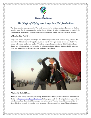 The Magic of Flying over Luxor in a Hot Air Balloon