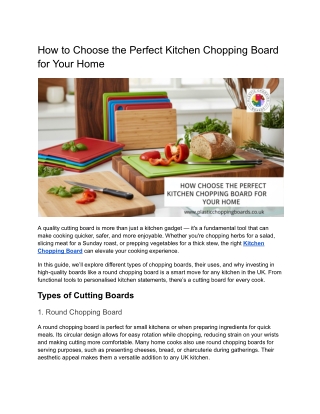 How to Choose the Perfect Kitchen Chopping Board for Your Home