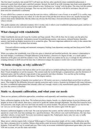 Why Windshield Calibration Matters After Replacement