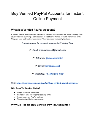 Buy Verified PayPal Accounts for Instant Online Payment