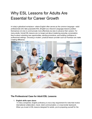 Why ESL Lessons for Adults Are Essential for Career Growth