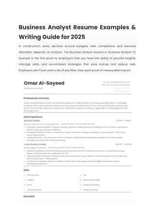 Business Analyst Resume Examples & Writing Guide for 2025