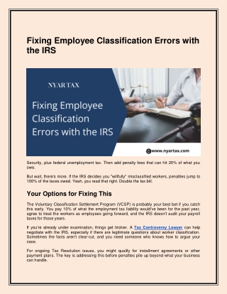 Fixing Employee Classification Errors with the IRS
