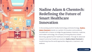 Nadine Adam Chemtech Redefining the Future of Smart Healthcare Innovation