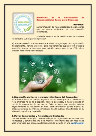 Beneficios de la Certificación de Responsabilidad Social para Empresas