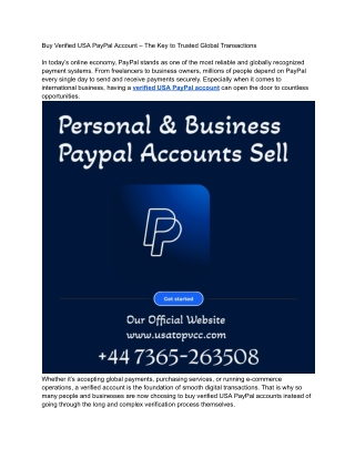 Hot 5 site Verified PayPal Accounts Online USA and UK – Safe, Strong, Trusted
