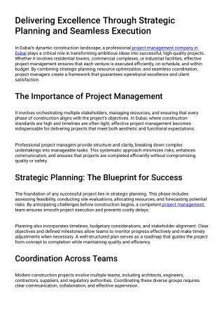 Delivering Excellence Through Strategic Planning and Seamless Execution