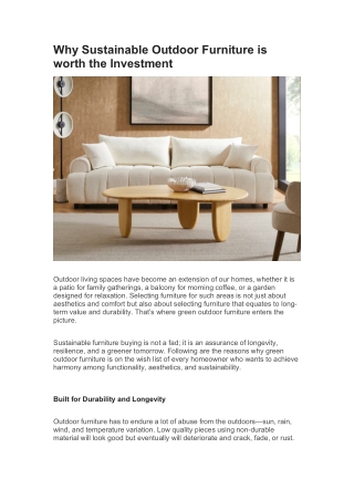 Why Sustainable Outdoor Furniture is worth the Inv