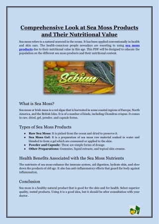 Comprehensive Look at Sea Moss Products and Their Nutritional Value
