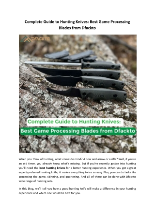Complete Guide to Hunting Knives: Best Game Processing Blades from Dfackto