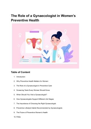 The Role of a Gynaecologist in Women’s Preventive Health