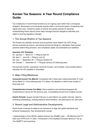 Korean Tax Seasons: Annual Filing Cycles and Key Deadlines