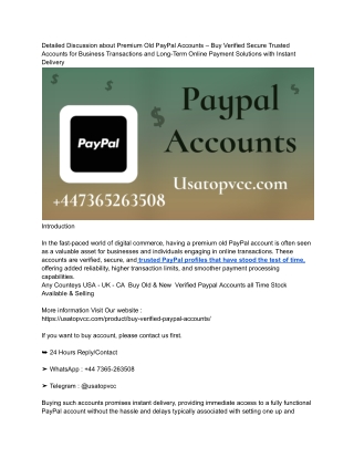 Hot Best Site to Buy Verified PayPal Accounts Online USA – Top 10 Safe, Strong