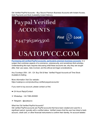Hot top 07 site Buy Verified PayPal Accounts USA and UK – Safe, Strong, Trusted
