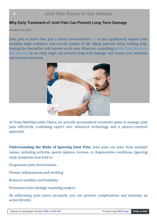 Joint Pain Doctor in San Antonio