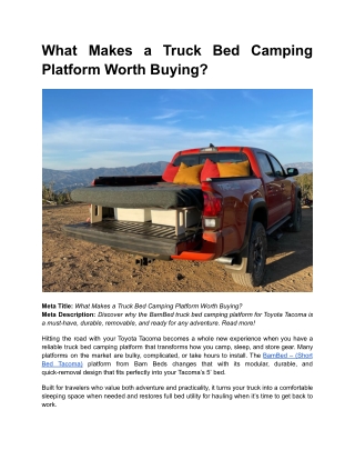 BLOG 4 _ What Makes a Truck Bed Camping Platform Worth Buying_