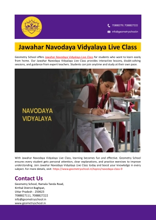 Jawahar Navodaya Vidyalaya Live Class