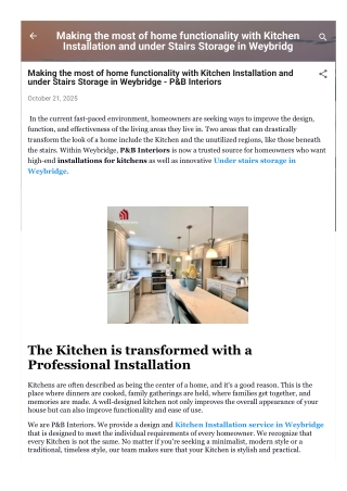 Making the most of home functionality with Kitchen Installation and under Stairs